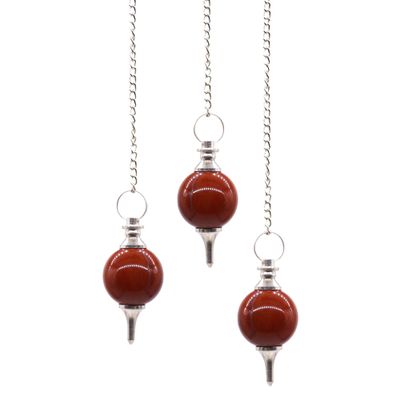 Crystal Pendulum Red jasper Sphere with internal copper core.
