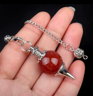 Crystal Pendulum- Carnelian Sphere with Internal Copper Core
