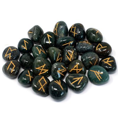 Runes Gemstone Set in Pouch - Bloodstone