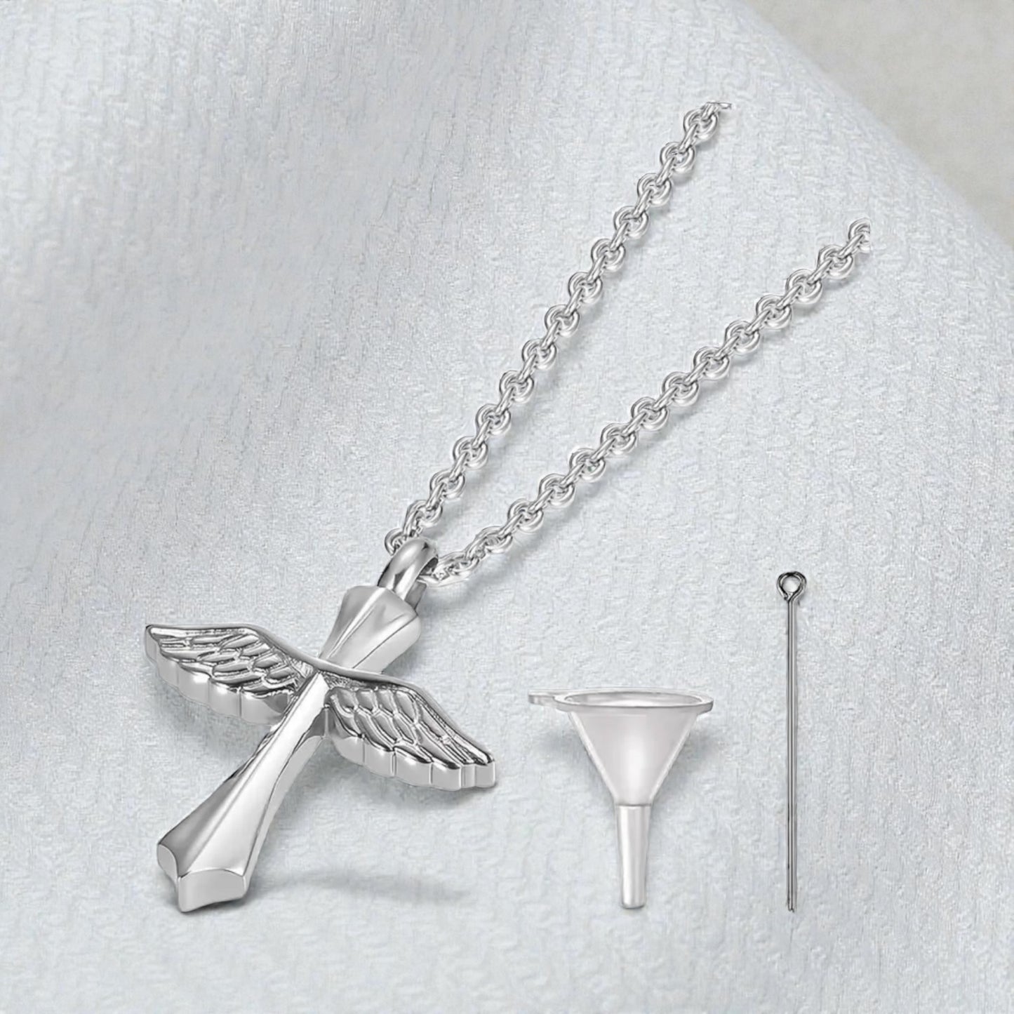 Angel Wings Cross Urn Necklace