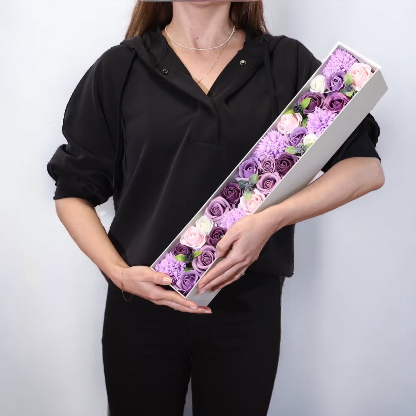 Extra Long - Lavender Rose & Carnation soap flowers
