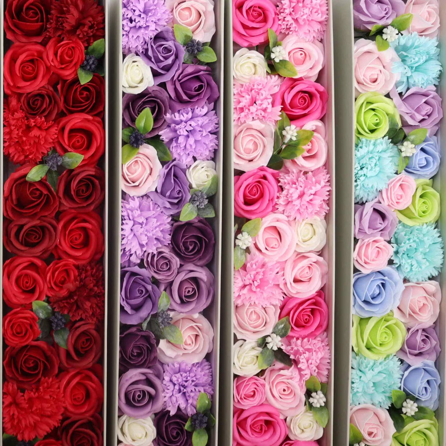 Extra Long - Lavender Rose & Carnation soap flowers