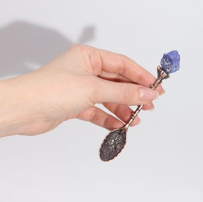 Set of 7 Bronze Effect Gemstone Crystal Witch Spoons
