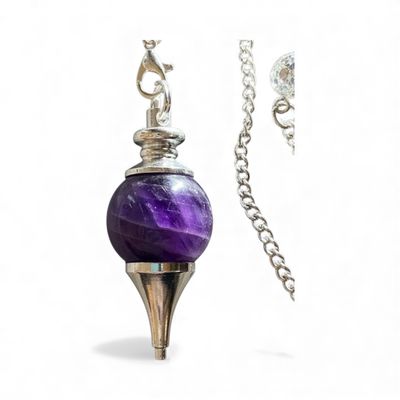 Crystal Pendulum Amethyst Sphere with Internal Copper Core