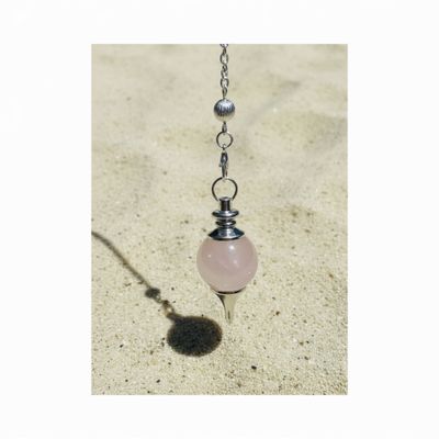 Crystal Pendulum Rose Quartz Sphere with Internal Copper Core
