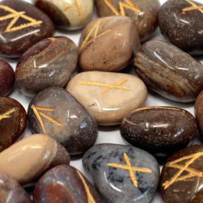 Gemstone Runes  Set in Pouch - Fancy Jasper