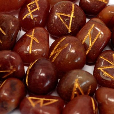 Gemstone Runes Set in Pouch- Red Aventurine