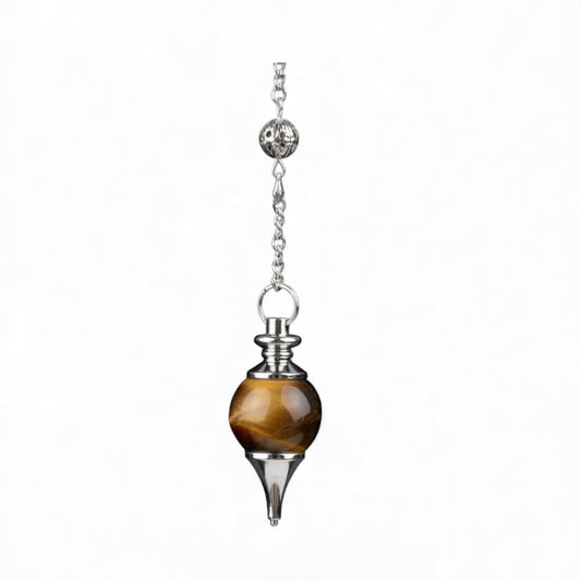 Crystal Pendulum -Tiger Eye Sphere with Internal Copper Core