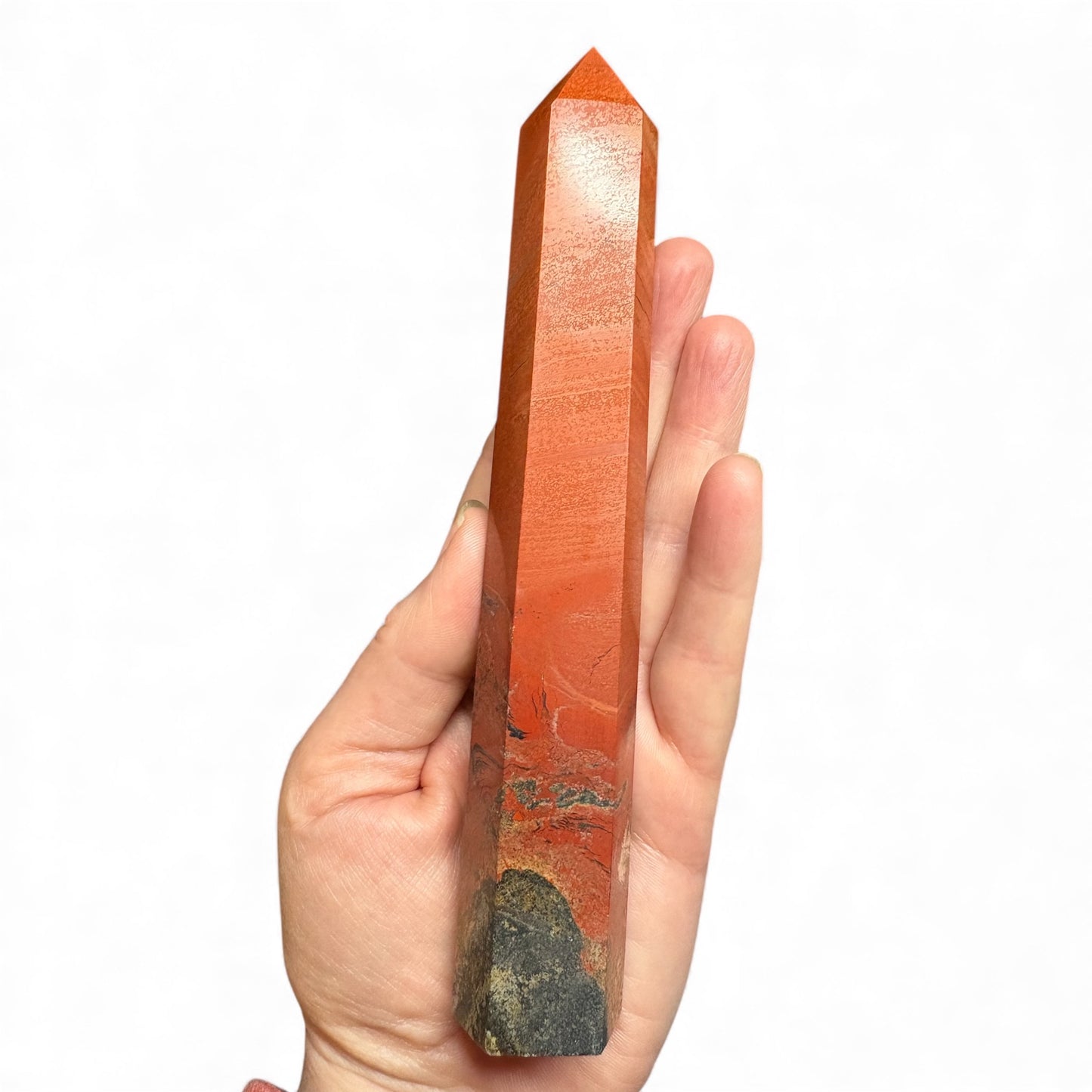 165mm x 2.7mm Red Jasper Crystal Tower