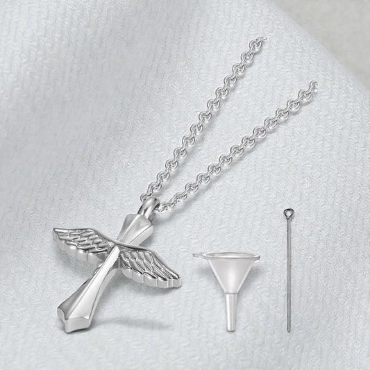 Angel Wings Cross Urn Necklace