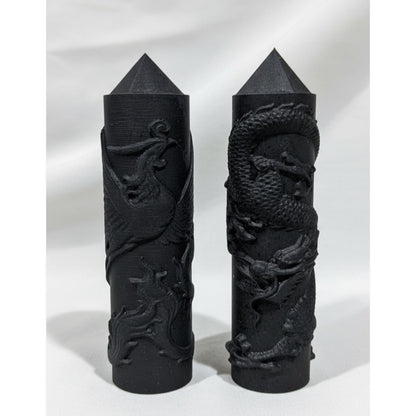 Dragon-Carved Shungite Tower 10-11cm