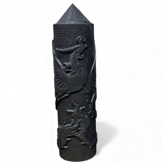 Phoenix-Carved Shungite Tower 10-11cm